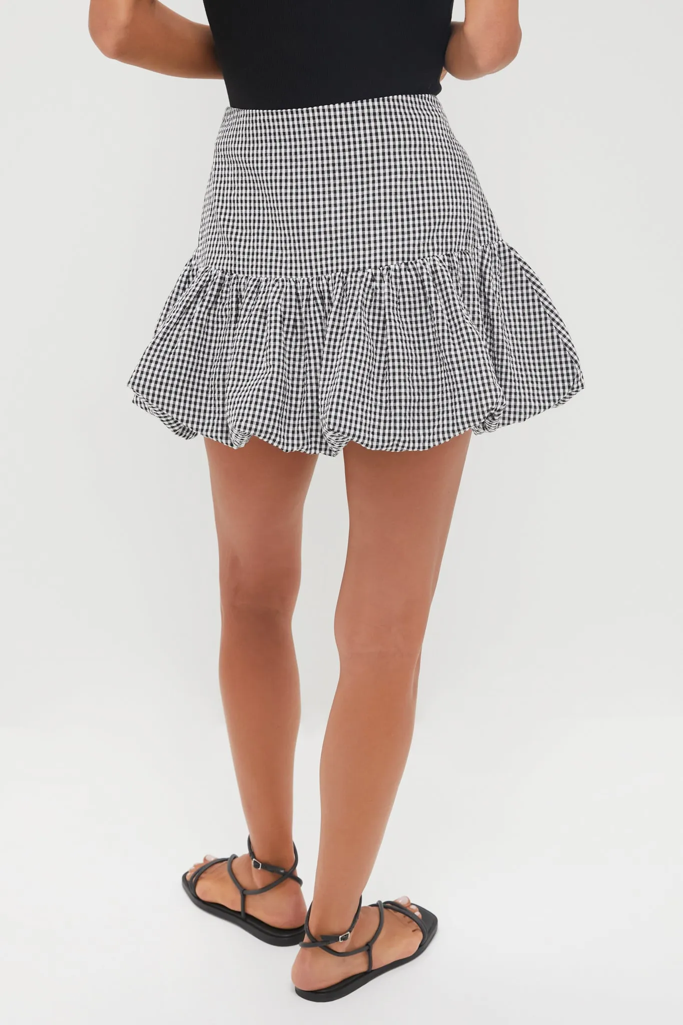 Black Gingham Seersucker Ines Bubble Skirt sold by Tuckernuck product image thumbnail 4