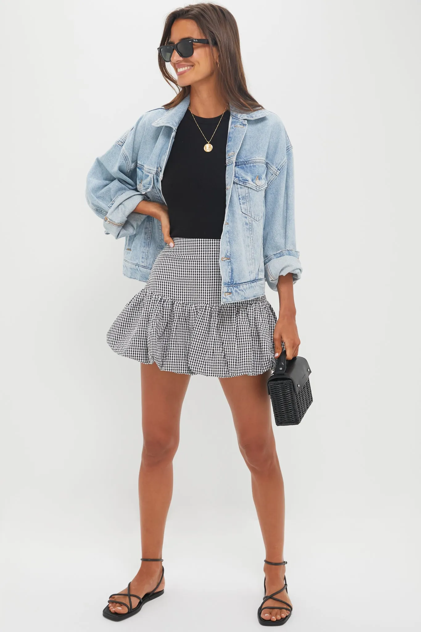 Black Gingham Seersucker Ines Bubble Skirt sold by Tuckernuck product image thumbnail 2