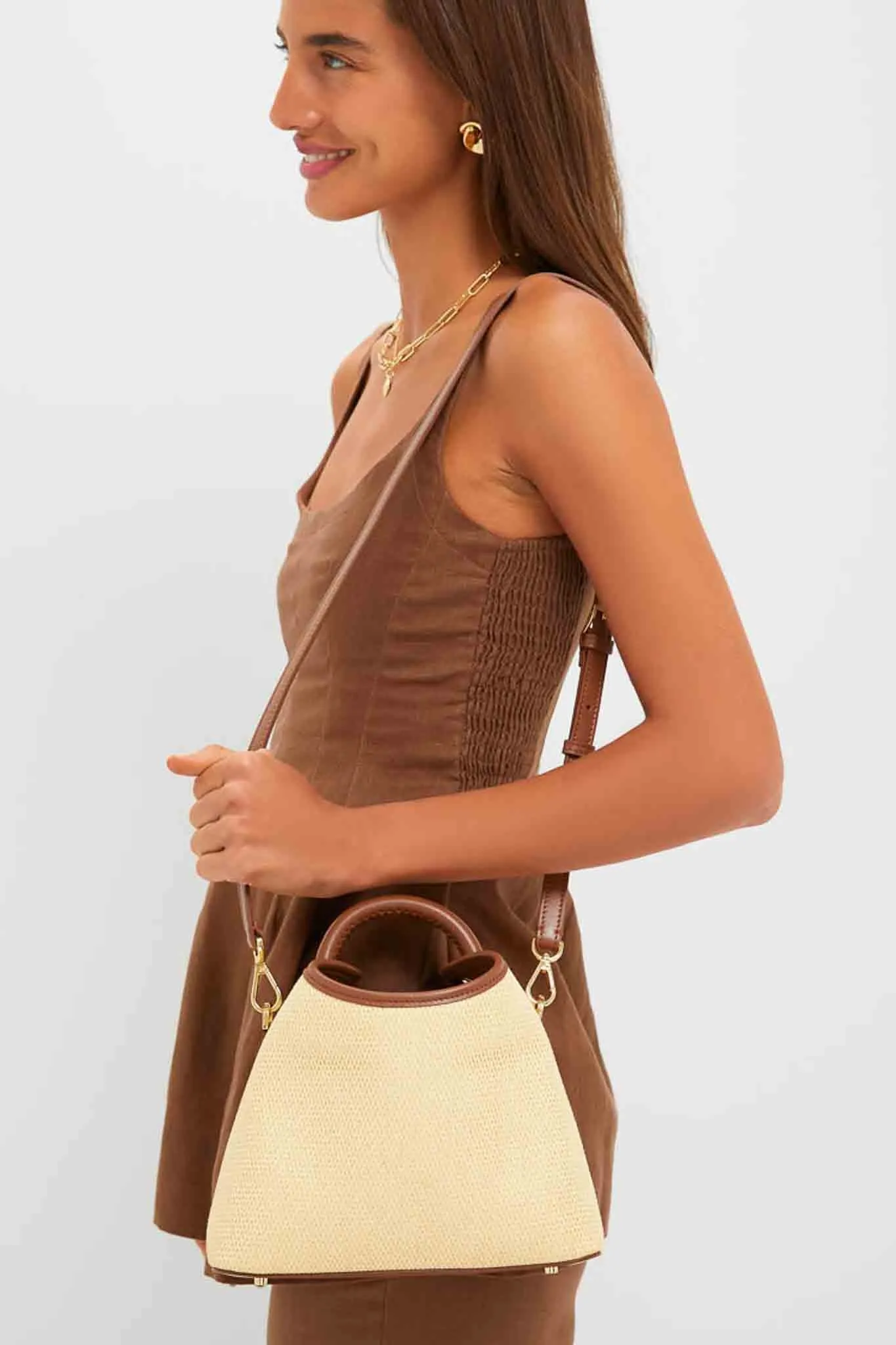 Natural and Cognac Raffia Baozi Bag sold by Tuckernuck product image thumbnail 4
