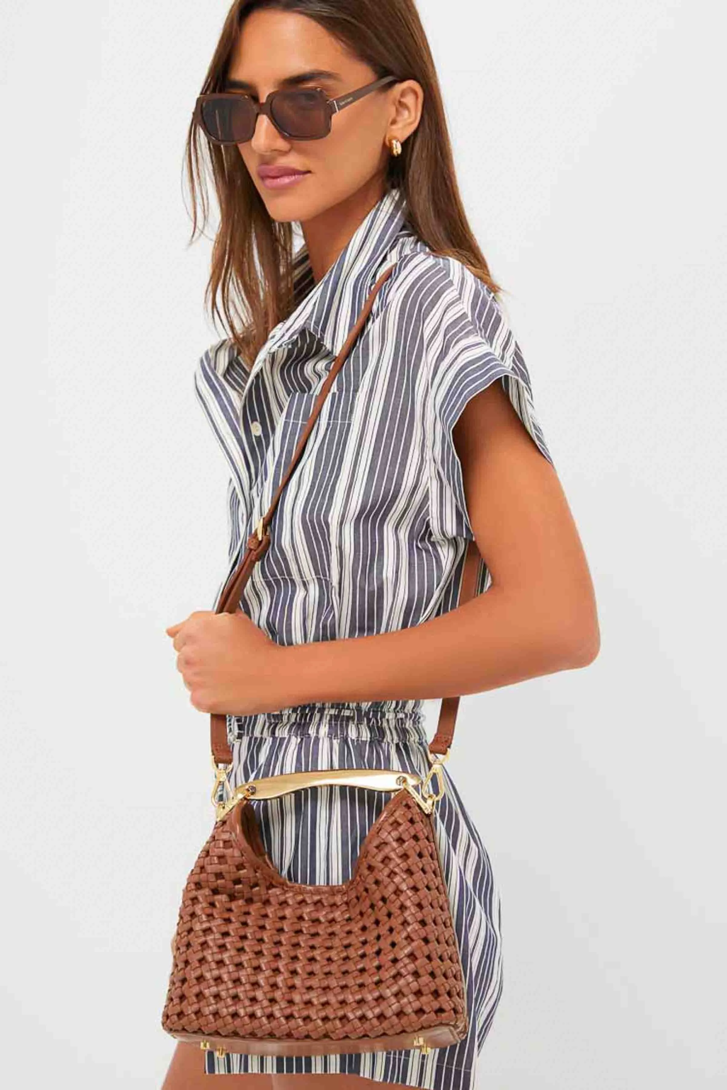 Cognac Woven Leather Small Boomerang Bag sold by Tuckernuck product image thumbnail 4