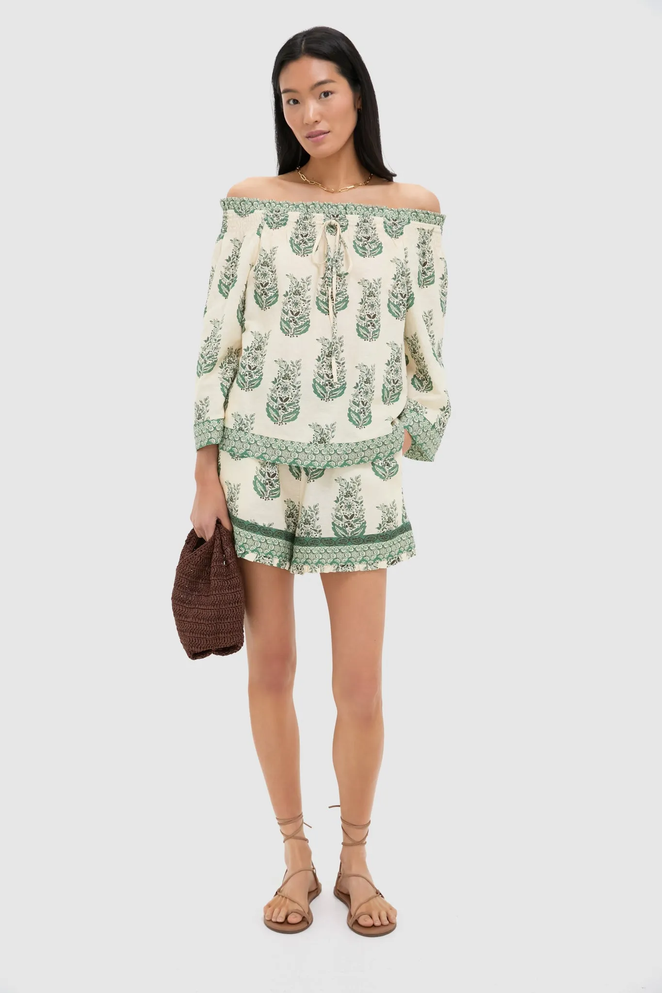 Jade Terrace Cotton Linen Off the Shoulder Ashleigh Blouse sold by Tuckernuck product image thumbnail 2