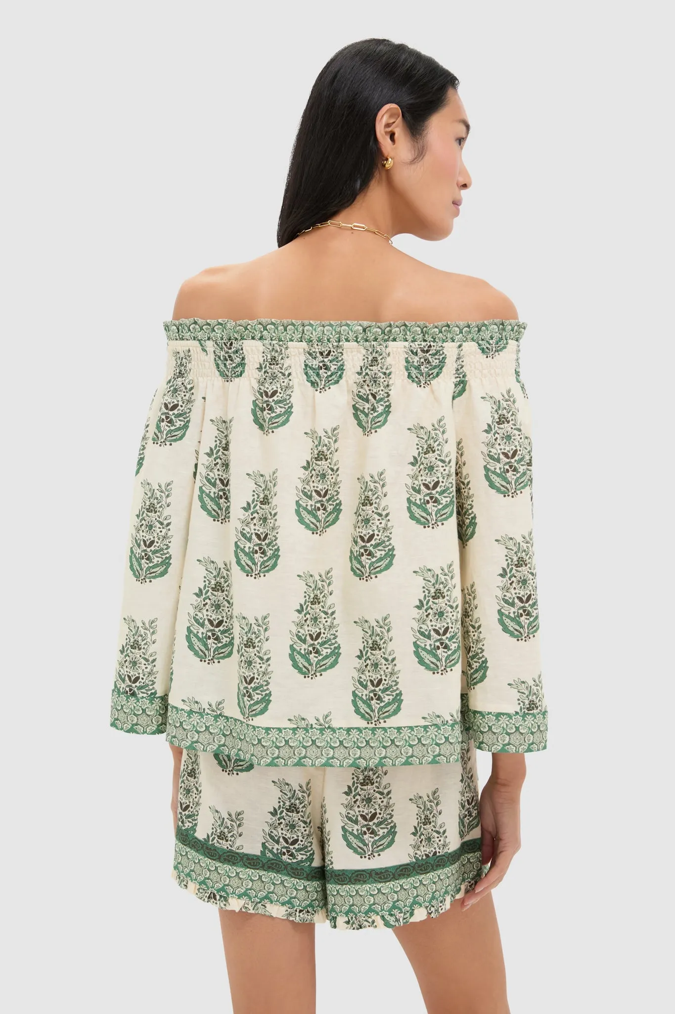 Jade Terrace Cotton Linen Off the Shoulder Ashleigh Blouse sold by Tuckernuck product image thumbnail 4