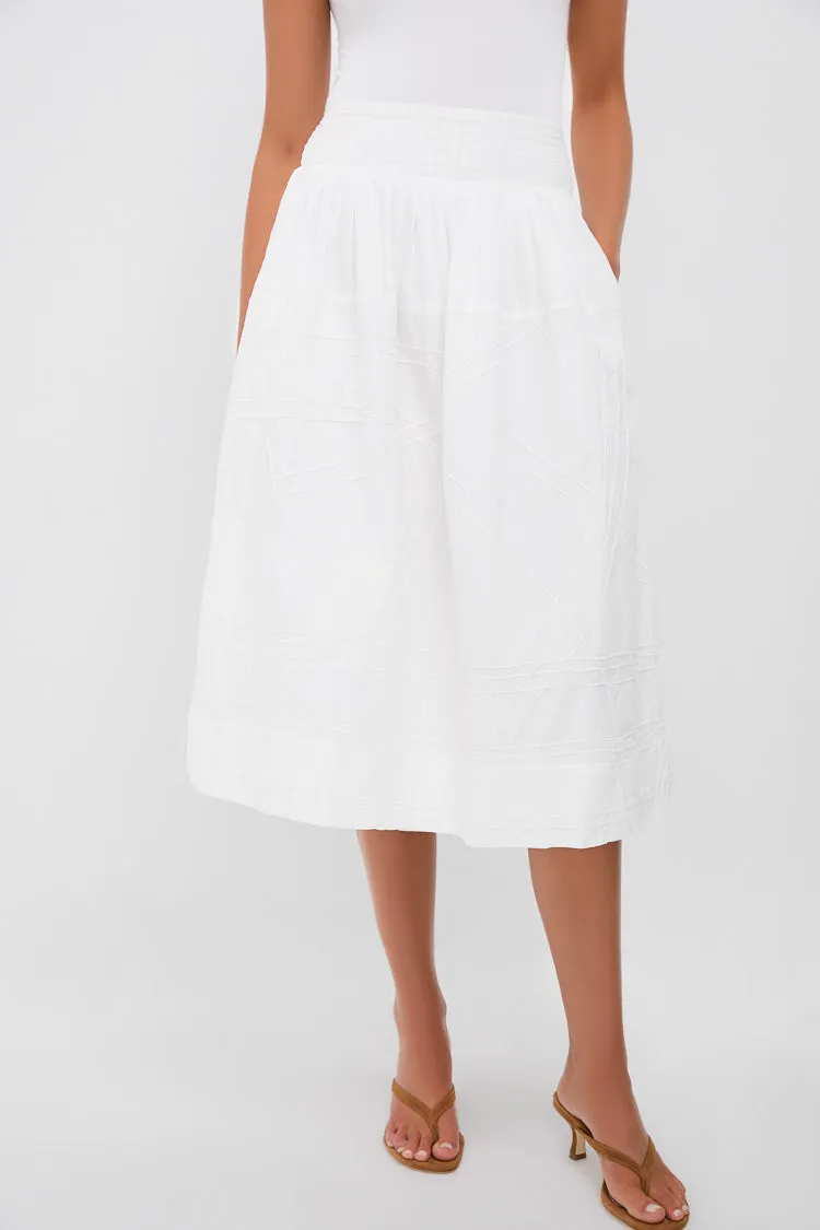 White Camden Cotton Poplin Midi Skirt sold by Tuckernuck