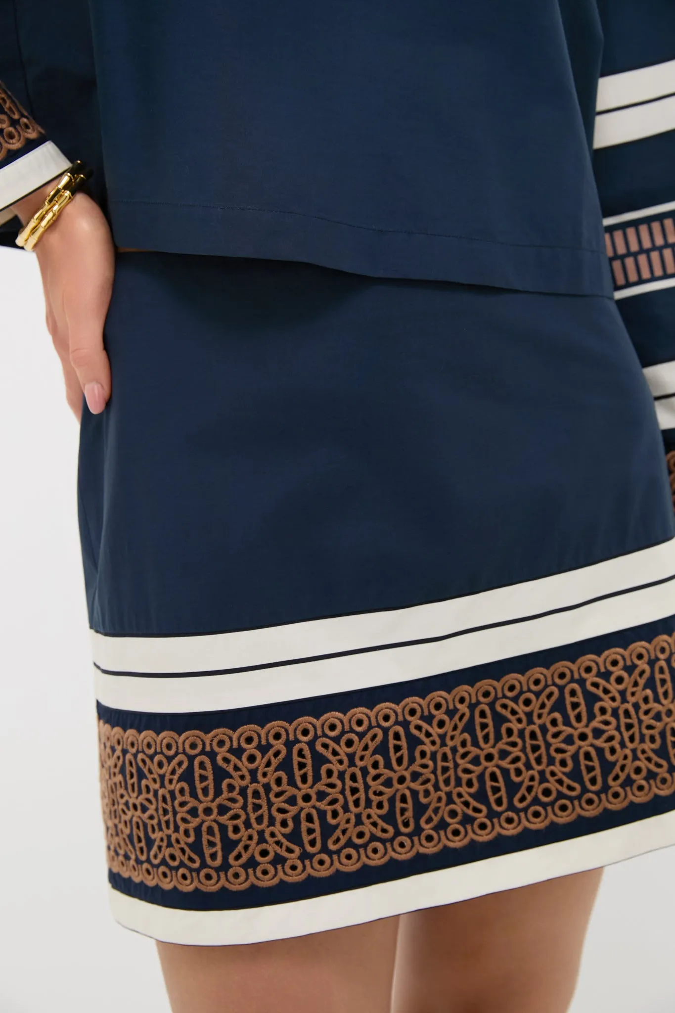 Riverside Stripe Cotton Eyelet Meg Mini Skirt sold by Tuckernuck product image thumbnail 5