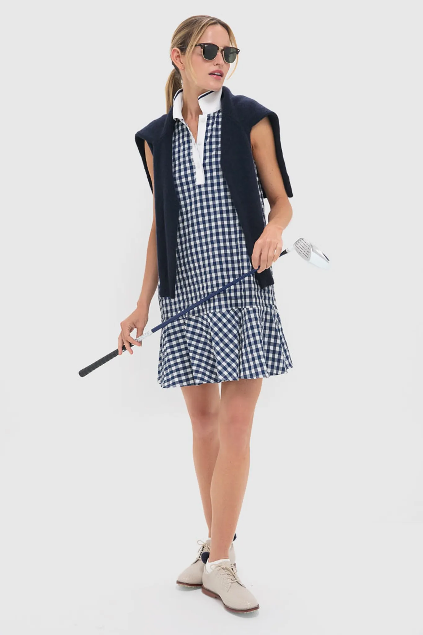 Navy Gingham Sleeveless May Golf Dress sold by Tuckernuck product image thumbnail 3