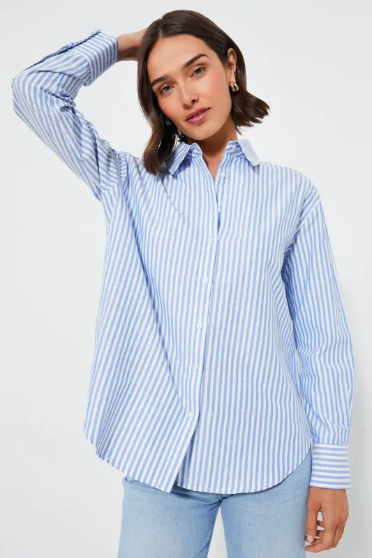 Light Blue Stripe Nadine Boyfriend Button Down sold by Tuckernuck