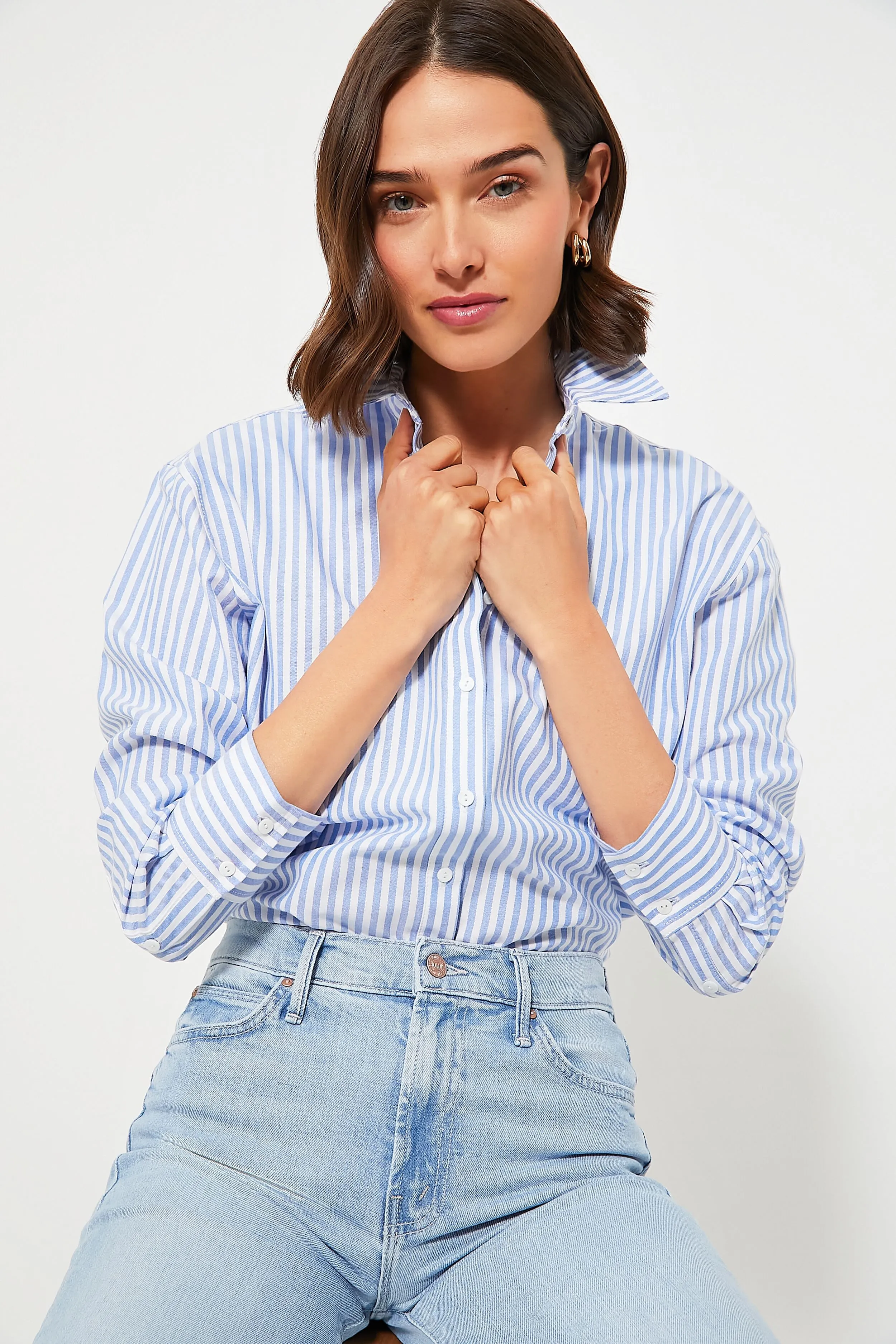 Light Blue Stripe Nadine Boyfriend Button Down sold by Tuckernuck product image thumbnail 2