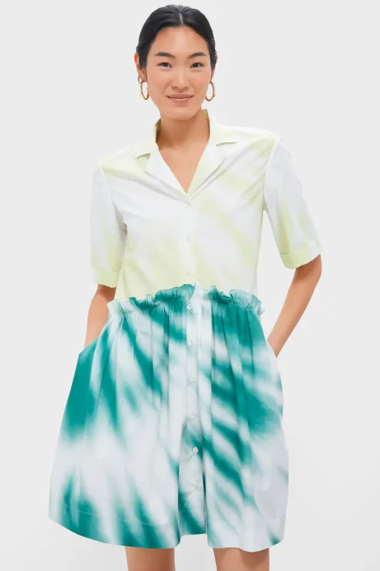 Tie-Dye Mini Gathered Shirtdress sold by Tuckernuck