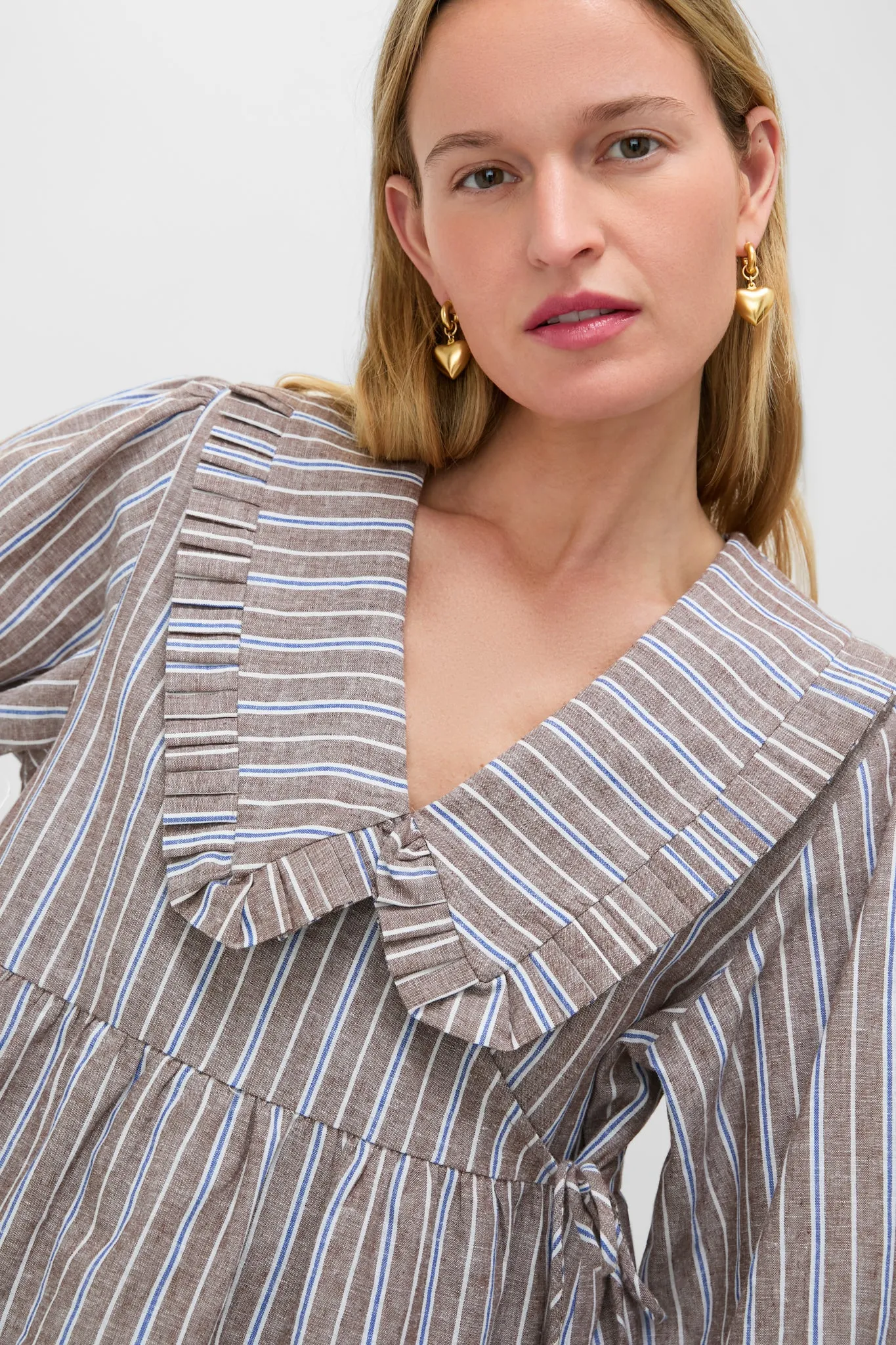Dove Stripe Linen Bethany Blouse sold by Tuckernuck product image thumbnail 5