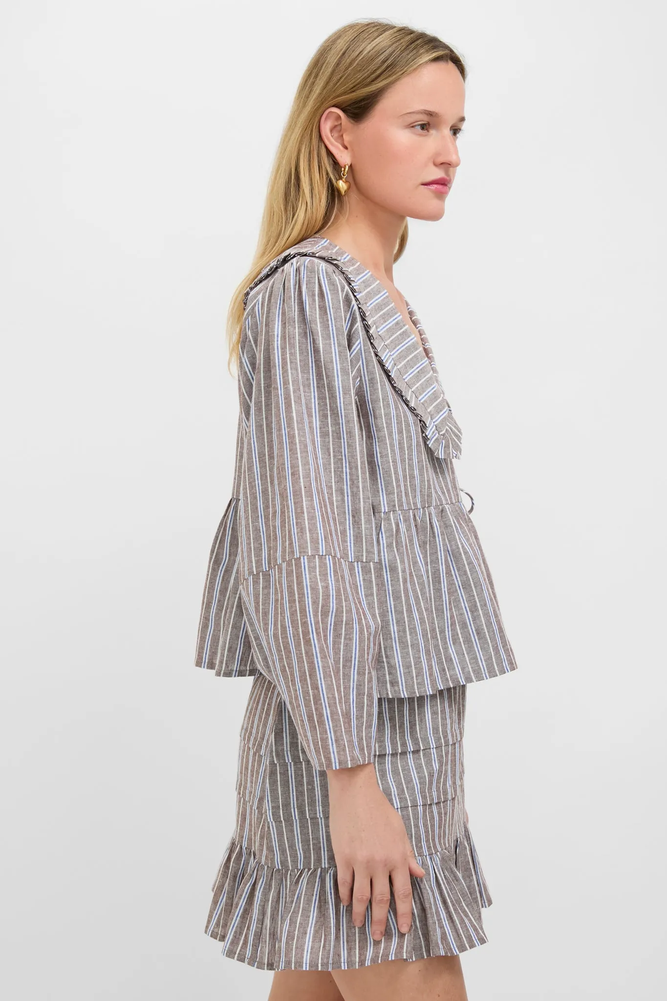 Dove Stripe Linen Bethany Blouse sold by Tuckernuck product image thumbnail 3