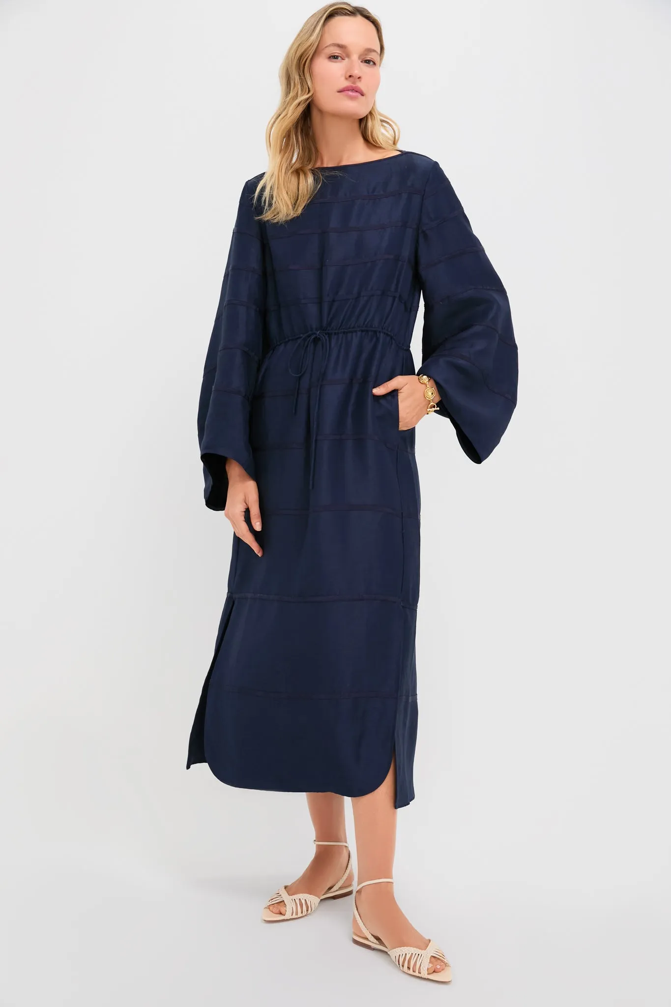 Navy Ribbon Caftan Dress sold by Tuckernuck