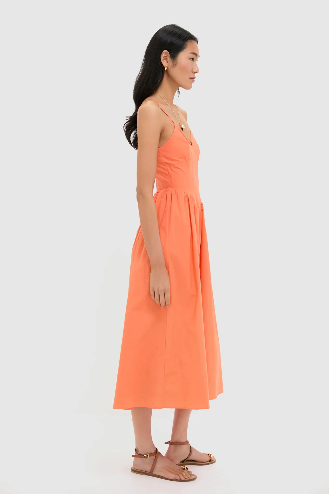 Orange V-Neck Midi Dress sold by Tuckernuck product image thumbnail 3