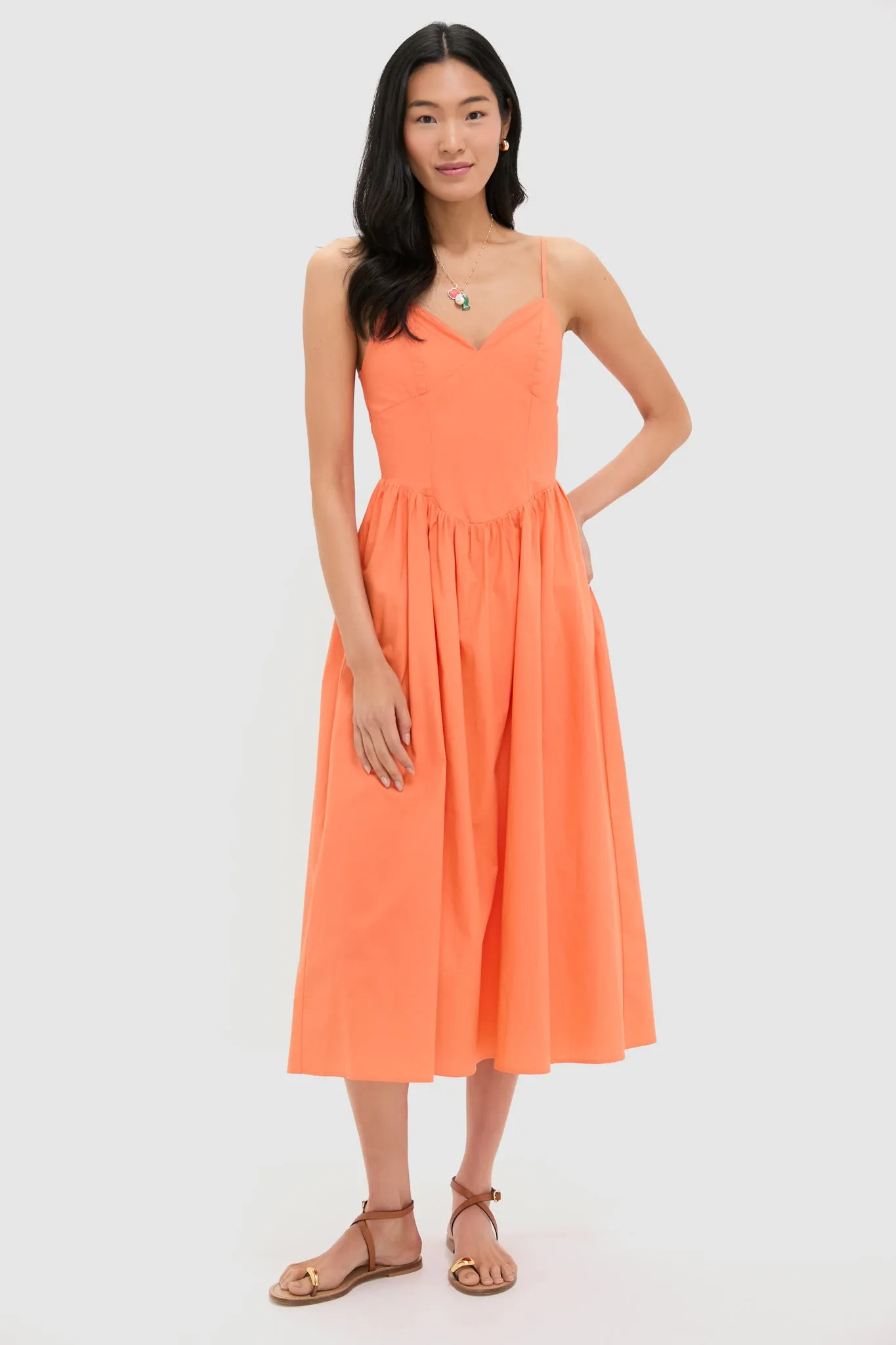 Orange V-Neck Midi Dress sold by Tuckernuck