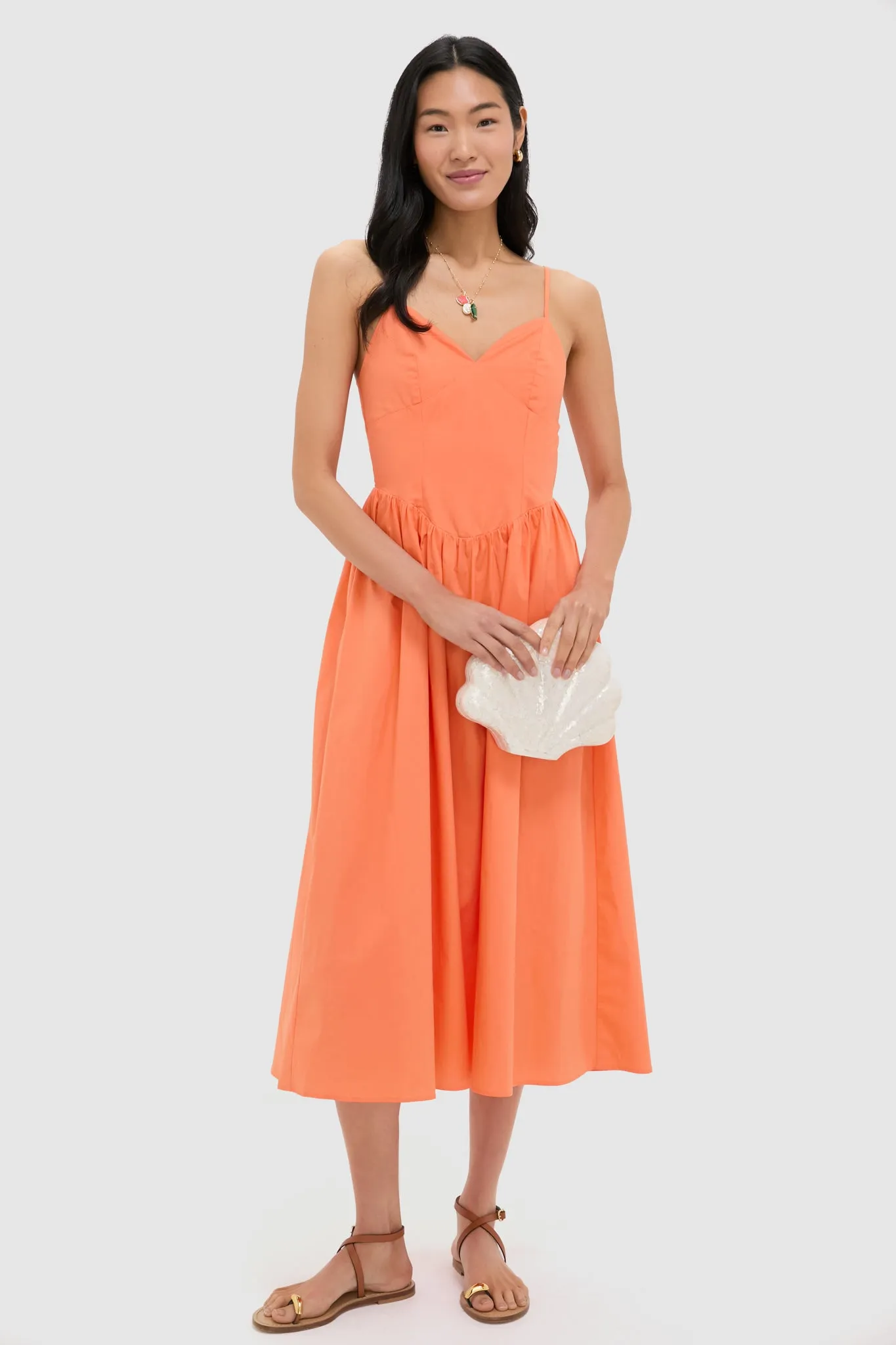 Orange V-Neck Midi Dress sold by Tuckernuck product image thumbnail 2