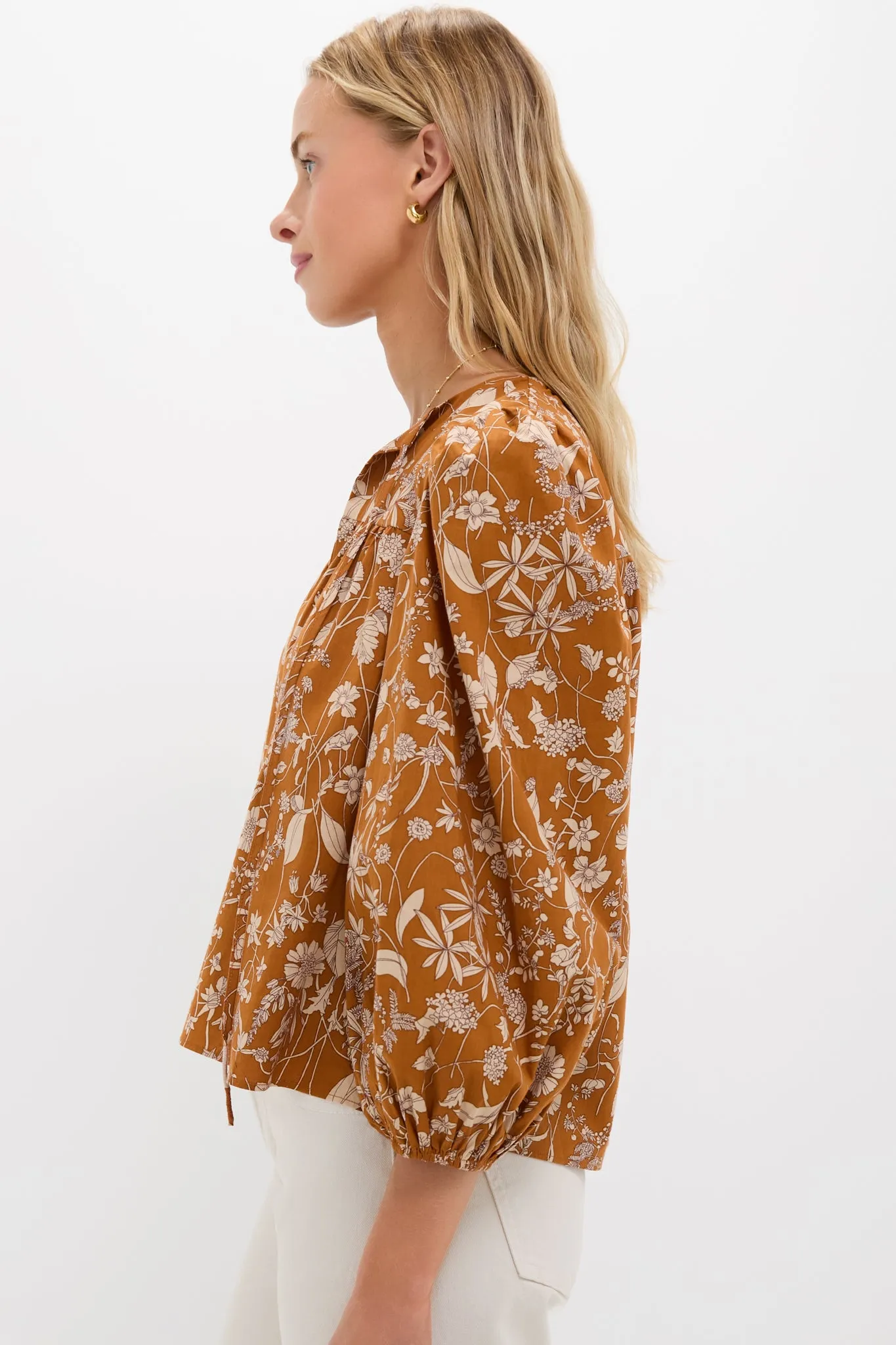 Burnt Orange Floral Long Sleeve Petunia Blouse sold by Tuckernuck product image thumbnail 4