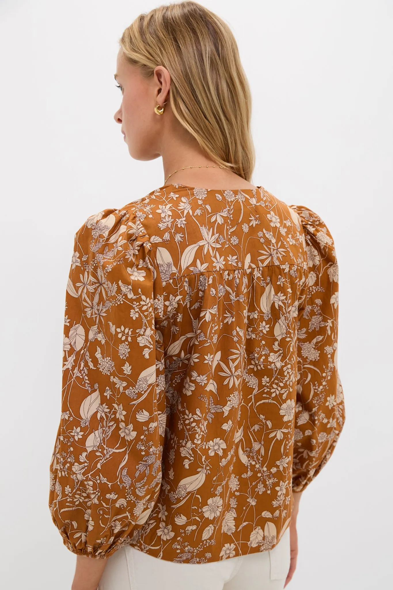 Burnt Orange Floral Long Sleeve Petunia Blouse sold by Tuckernuck product image thumbnail 5