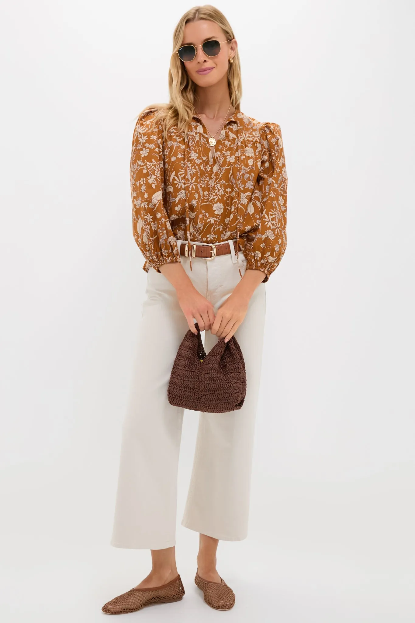 Burnt Orange Floral Long Sleeve Petunia Blouse sold by Tuckernuck product image thumbnail 3