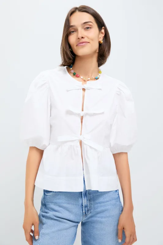 Bright White Cotton Poplin Peplum Blouse sold by Tuckernuck