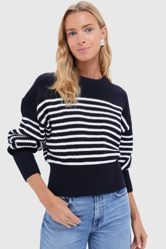 Berry Blue and White Striped Tanessa Sweater sold by Tuckernuck