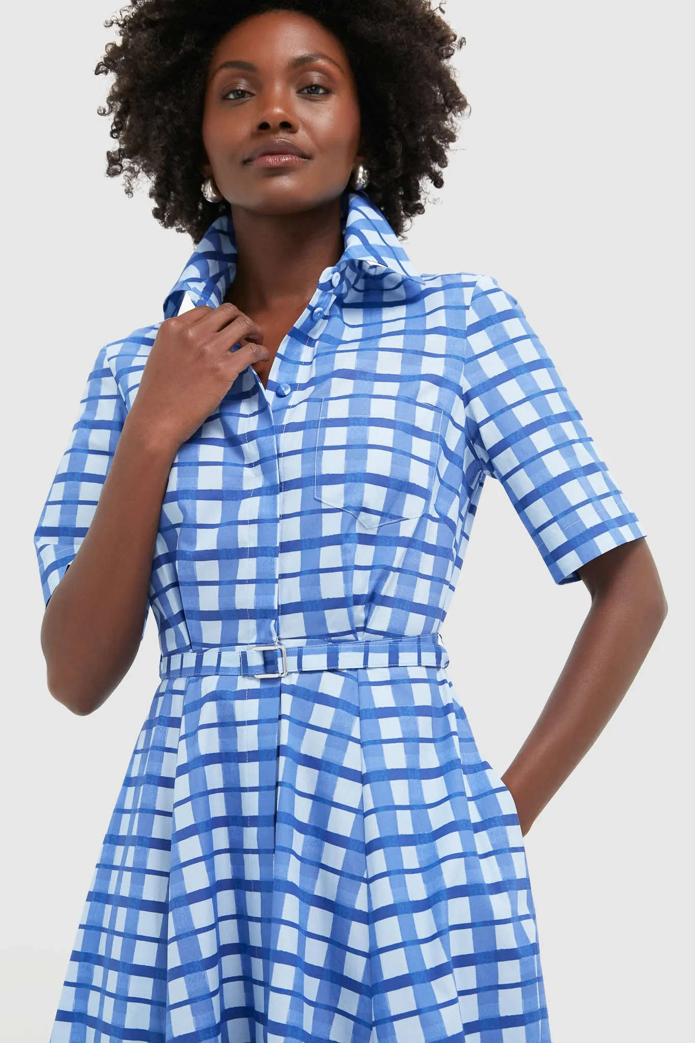 Painted Gingham Blue Rubie Midi Dress sold by Tuckernuck product image thumbnail 5