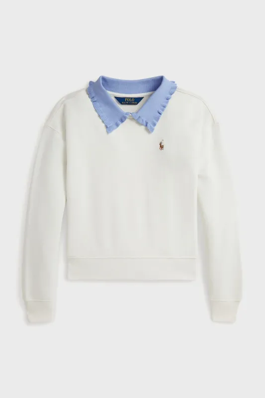 Long-Sleeve Lightweight Seasonal Terry Ruffle Collared Sweatshirt sold by Tuckernuck