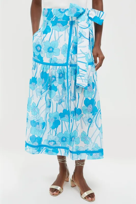 Flowers Waves Veradero Wrap Midi Skirt sold by Tuckernuck