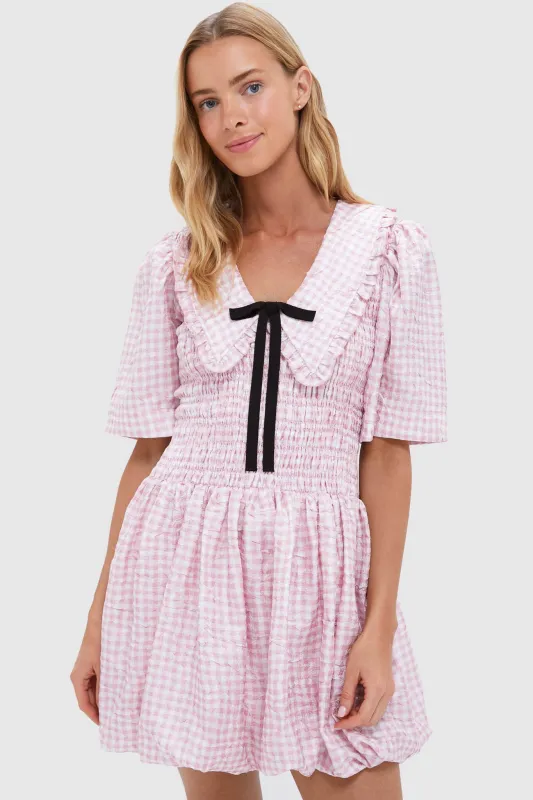 Bleached Mauve Shibori Pleat Mini Smock Bubble Dress sold by Tuckernuck