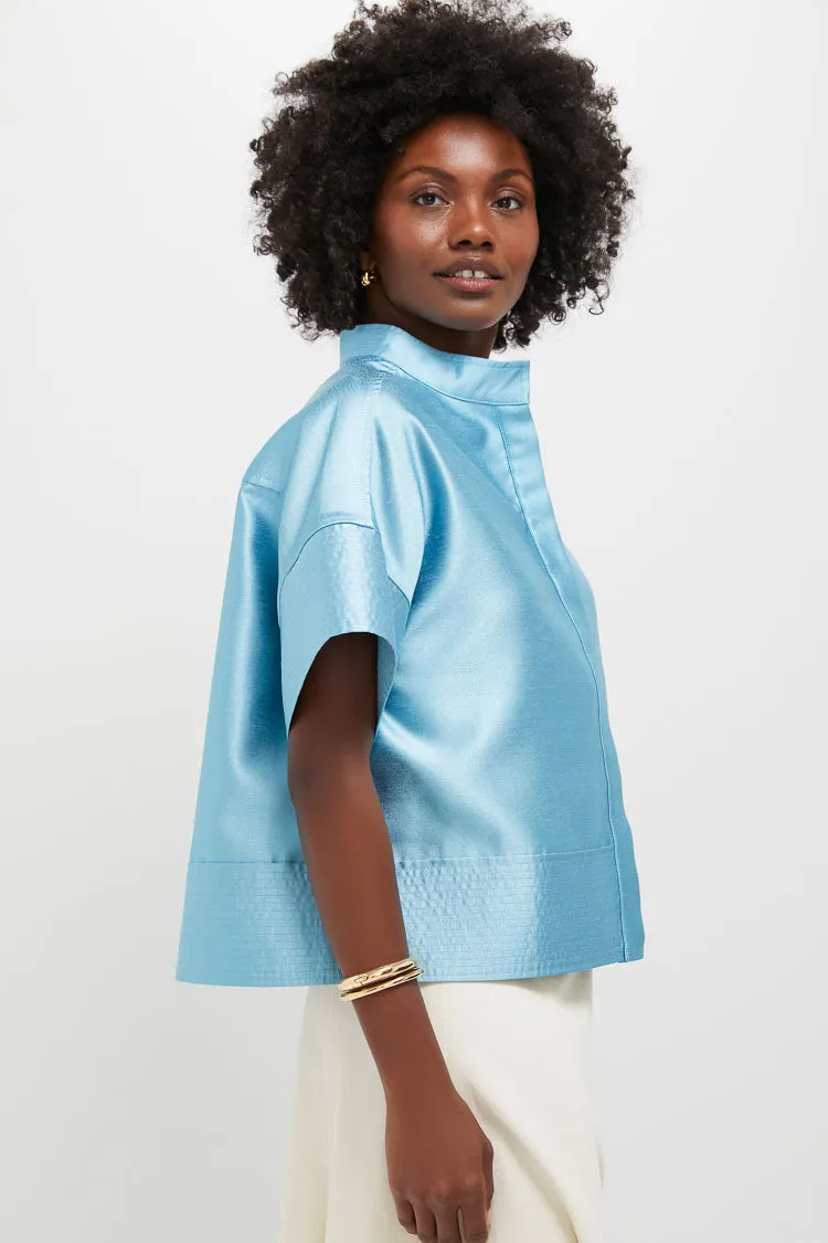 Robin's Egg Blue Trapunto Stitch Sofia Shirt sold by Tuckernuck product image thumbnail 3