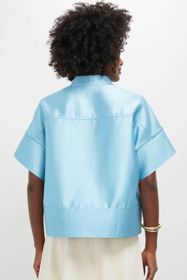 Robin's Egg Blue Trapunto Stitch Sofia Shirt sold by Tuckernuck product image thumbnail 4