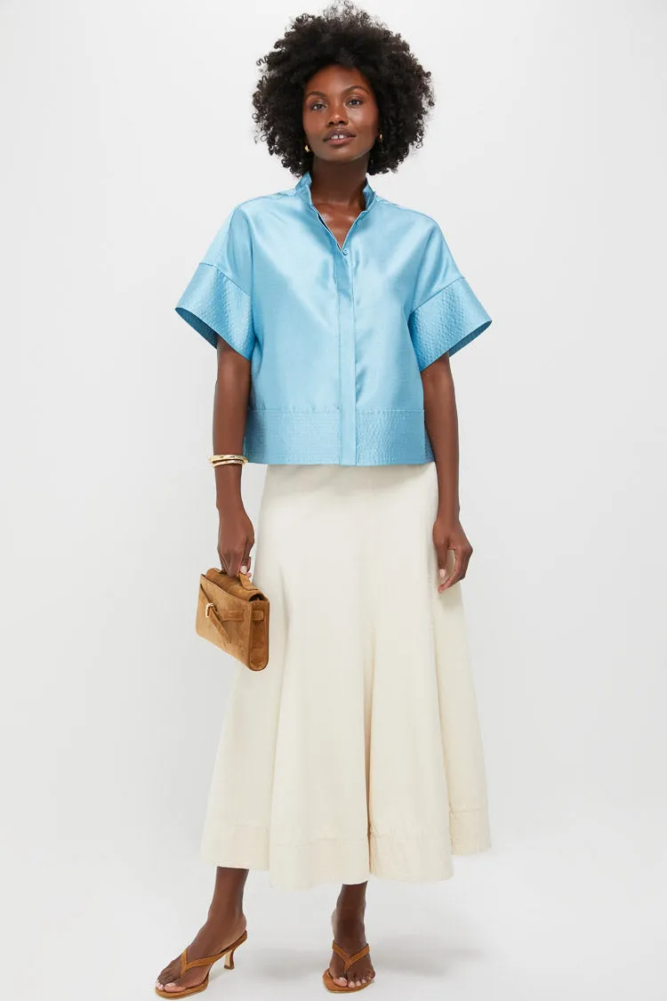 Robin's Egg Blue Trapunto Stitch Sofia Shirt sold by Tuckernuck product image thumbnail 2