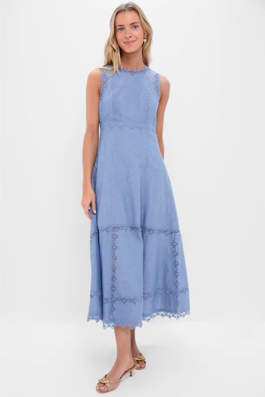 Chambray Anela Sleeveless Midi Dress sold by Tuckernuck