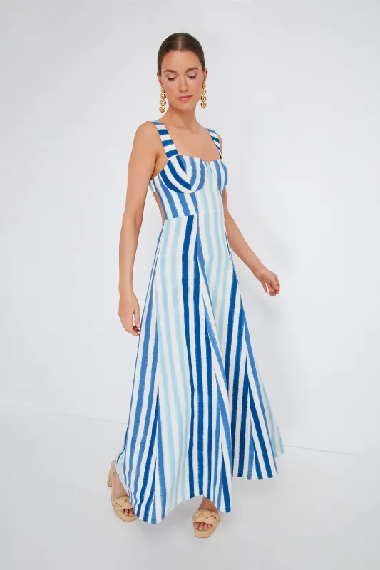Blue Azzurra Ikat Stripes Dress made by Tuckernuck