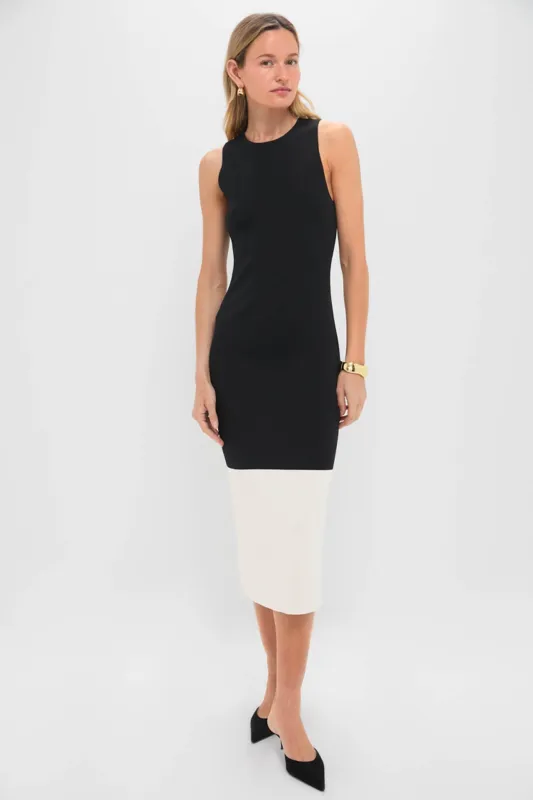 Black & Cream Charlotte Knit Midi Dress sold by Tuckernuck