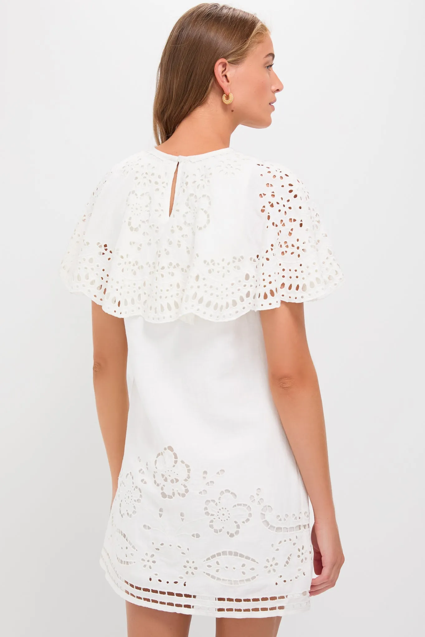 White Lula Embroidery Short Sleeve Mini Dress sold by Tuckernuck product image thumbnail 4