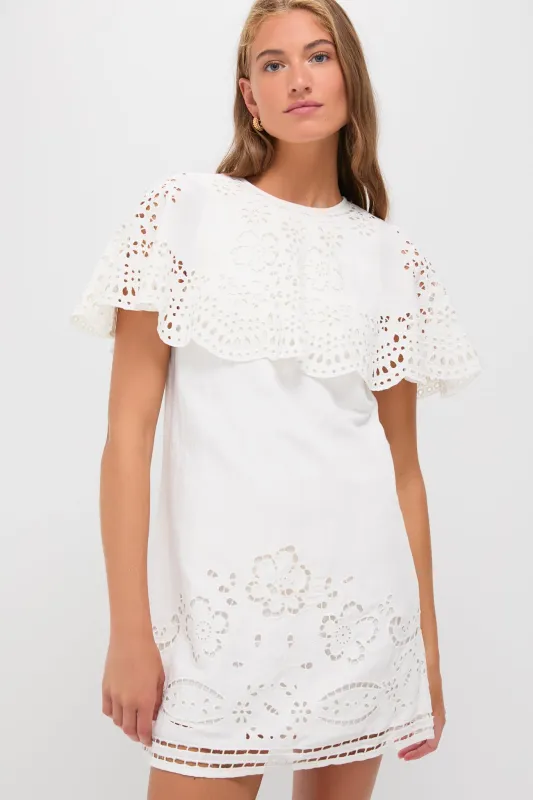 White Lula Embroidery Short Sleeve Mini Dress sold by Tuckernuck