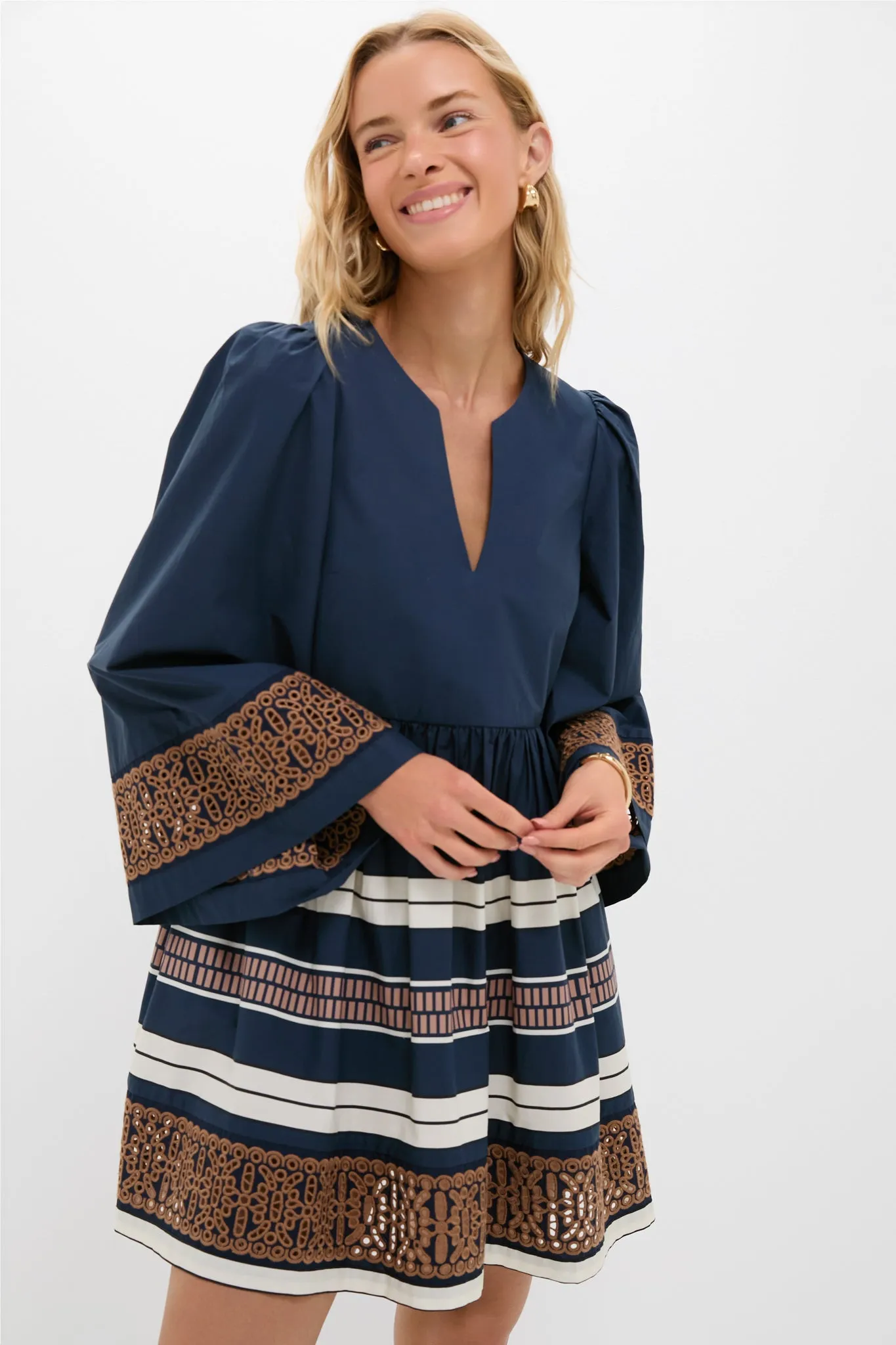 Riverside Stripe Cotton Eyelet Izzie Dress sold by Tuckernuck