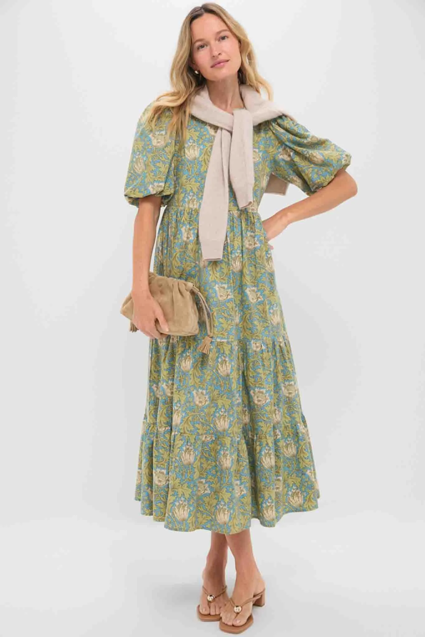 Blue and Green Leafy Floral Cisco Maxi Dress sold by Tuckernuck product image thumbnail 3