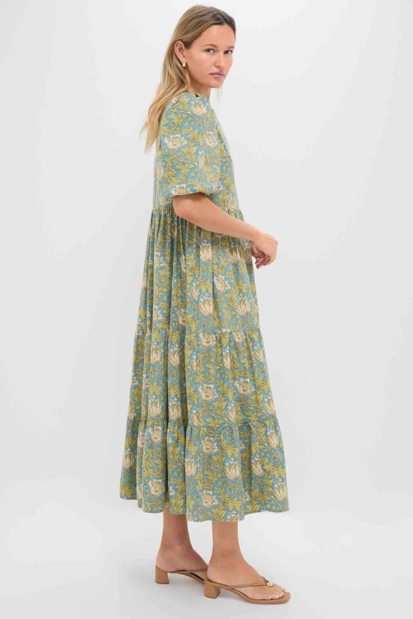 Blue and Green Leafy Floral Cisco Maxi Dress sold by Tuckernuck product image thumbnail 4
