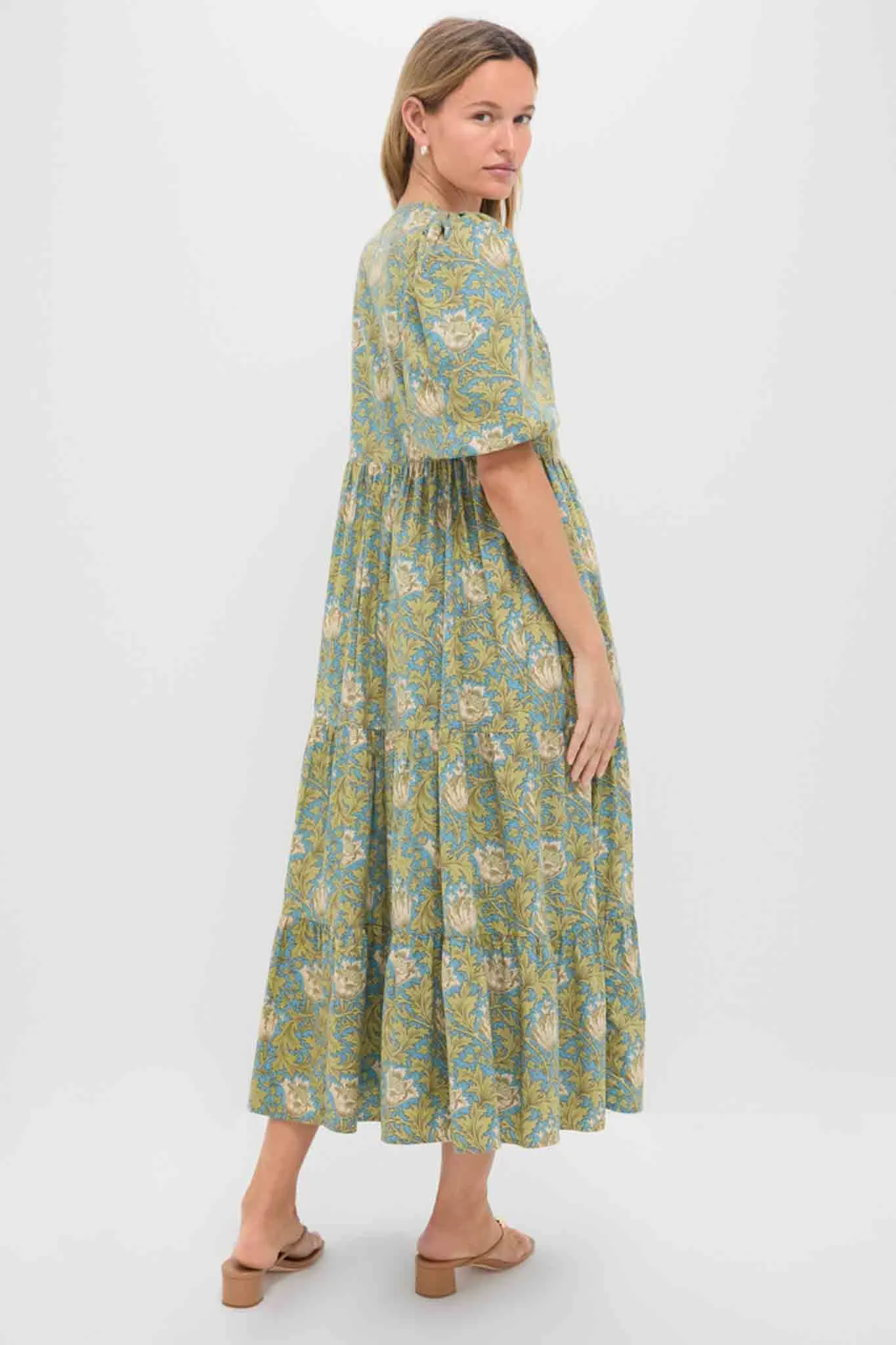 Blue and Green Leafy Floral Cisco Maxi Dress sold by Tuckernuck product image thumbnail 5