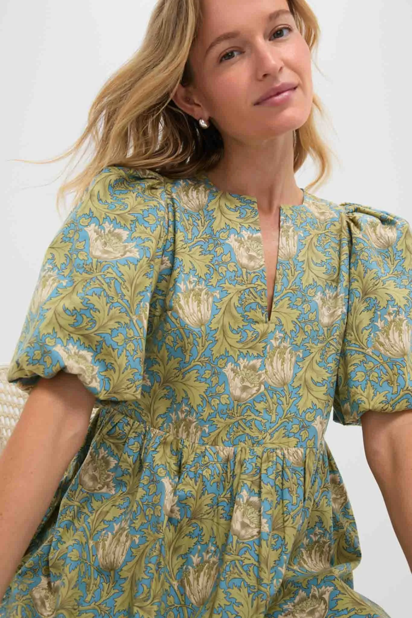 Blue and Green Leafy Floral Cisco Maxi Dress sold by Tuckernuck product image thumbnail 2