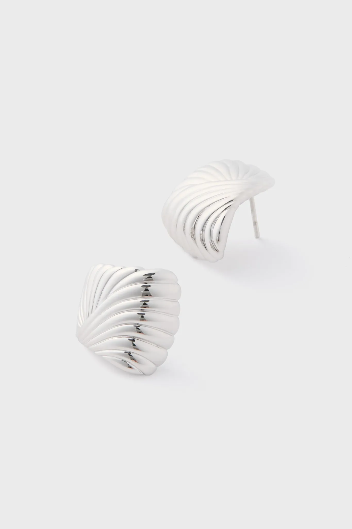 Silver Wavy Ridge Ripple Oversized Stud Earrings sold by Tuckernuck product image thumbnail 4