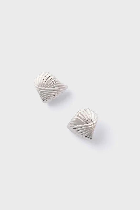 Silver Wavy Ridge Ripple Oversized Stud Earrings sold by Tuckernuck