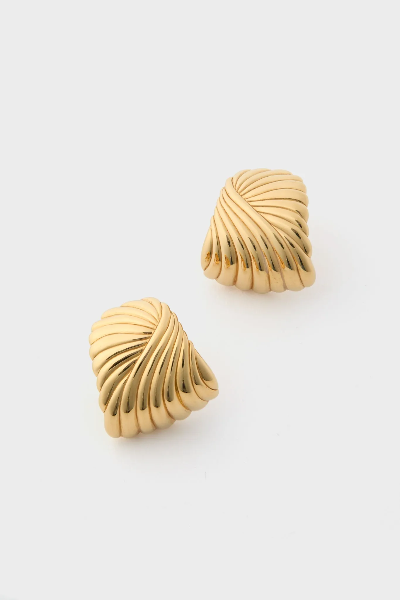 Gold Wavy Ridge Ripple Oversized Stud Earrings sold by Tuckernuck product image thumbnail 4
