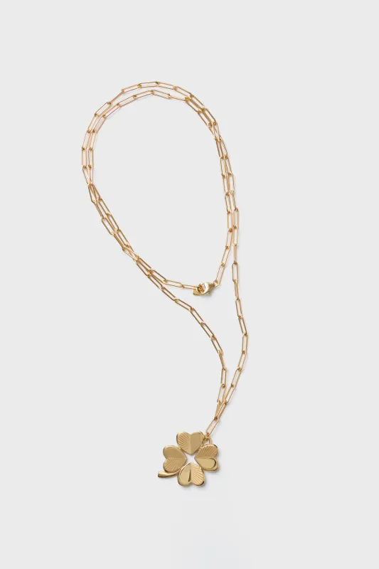 Gold Double Wrap Necklace with Luck and Love Clover sold by Tuckernuck