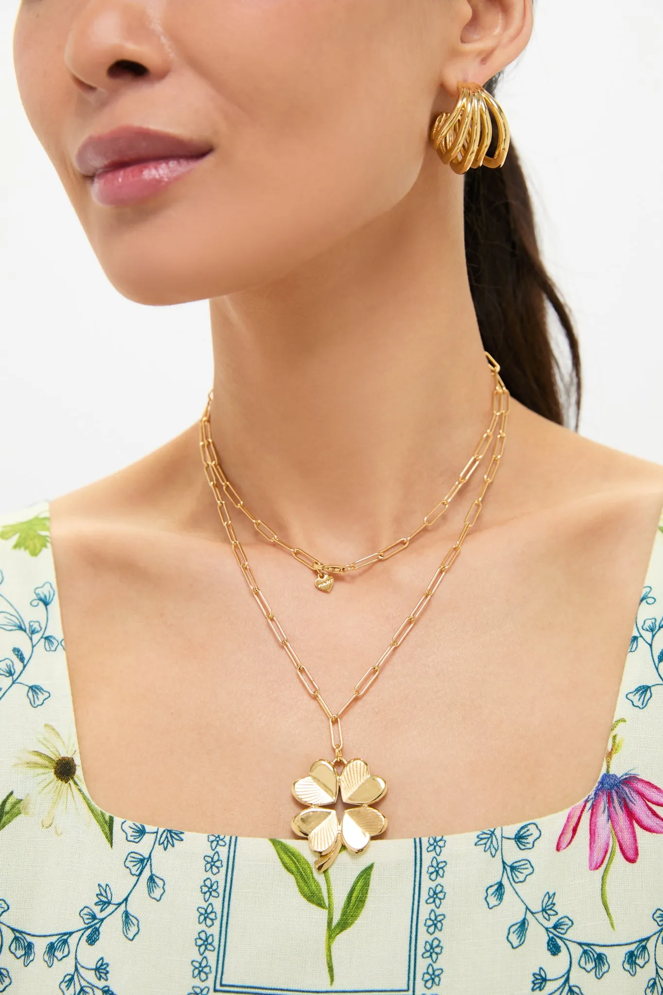 Gold Double Wrap Necklace with Luck and Love Clover sold by Tuckernuck product image thumbnail 2