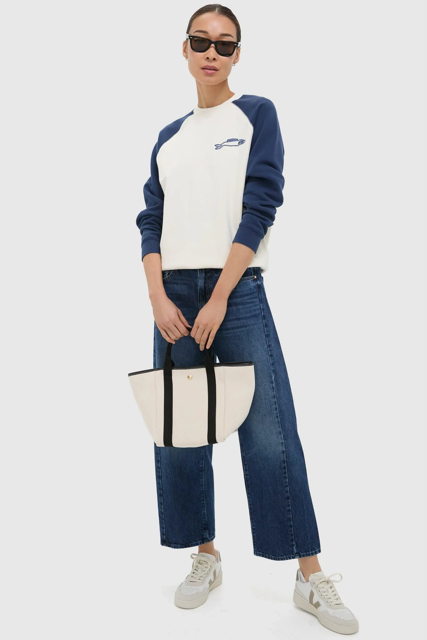 Cream and Navy Embroidered Sardine Sweatshirt sold by Tuckernuck product image thumbnail 2