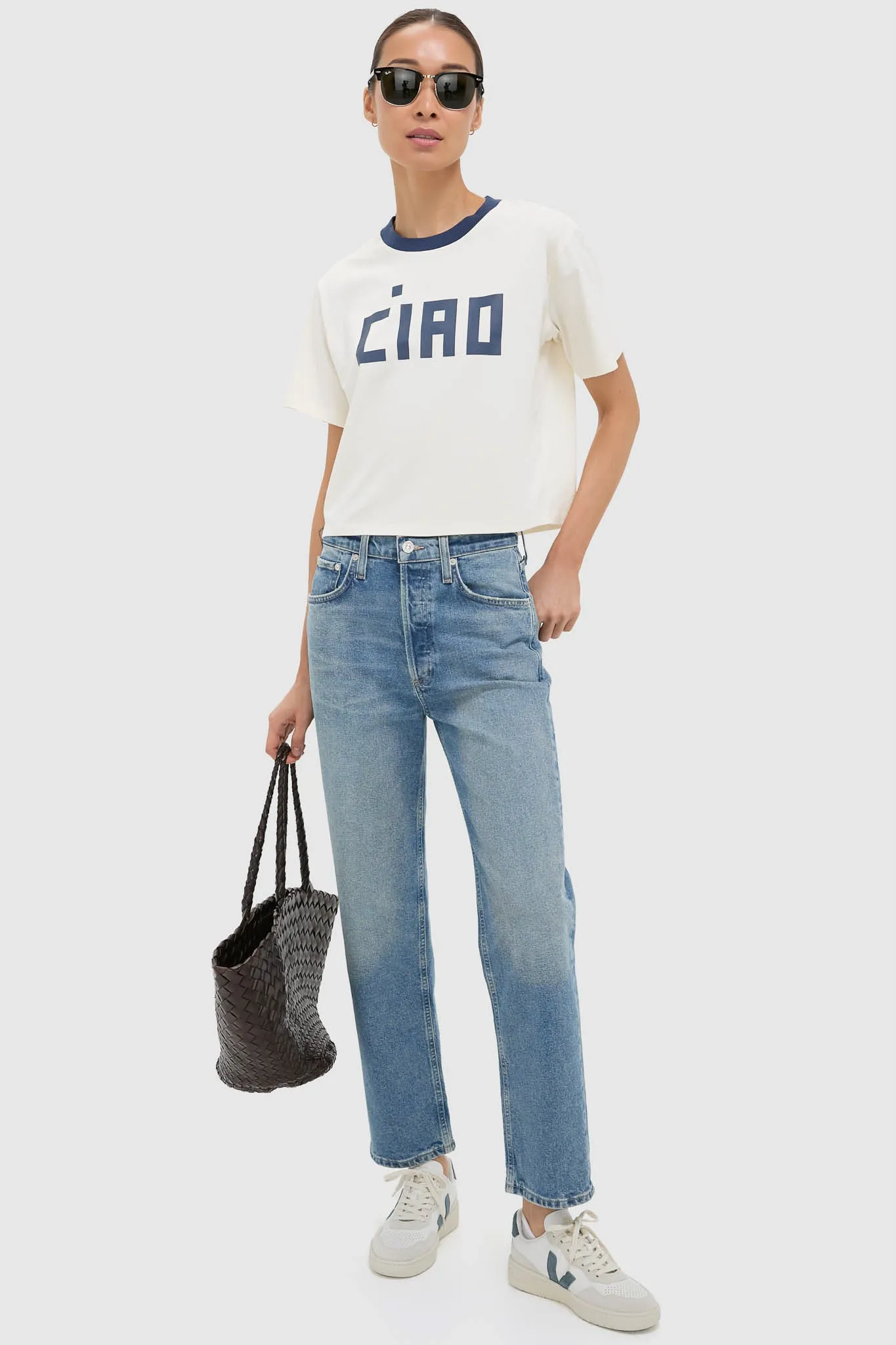 Cream and Navy Le Carre Tee sold by Tuckernuck product image thumbnail 2