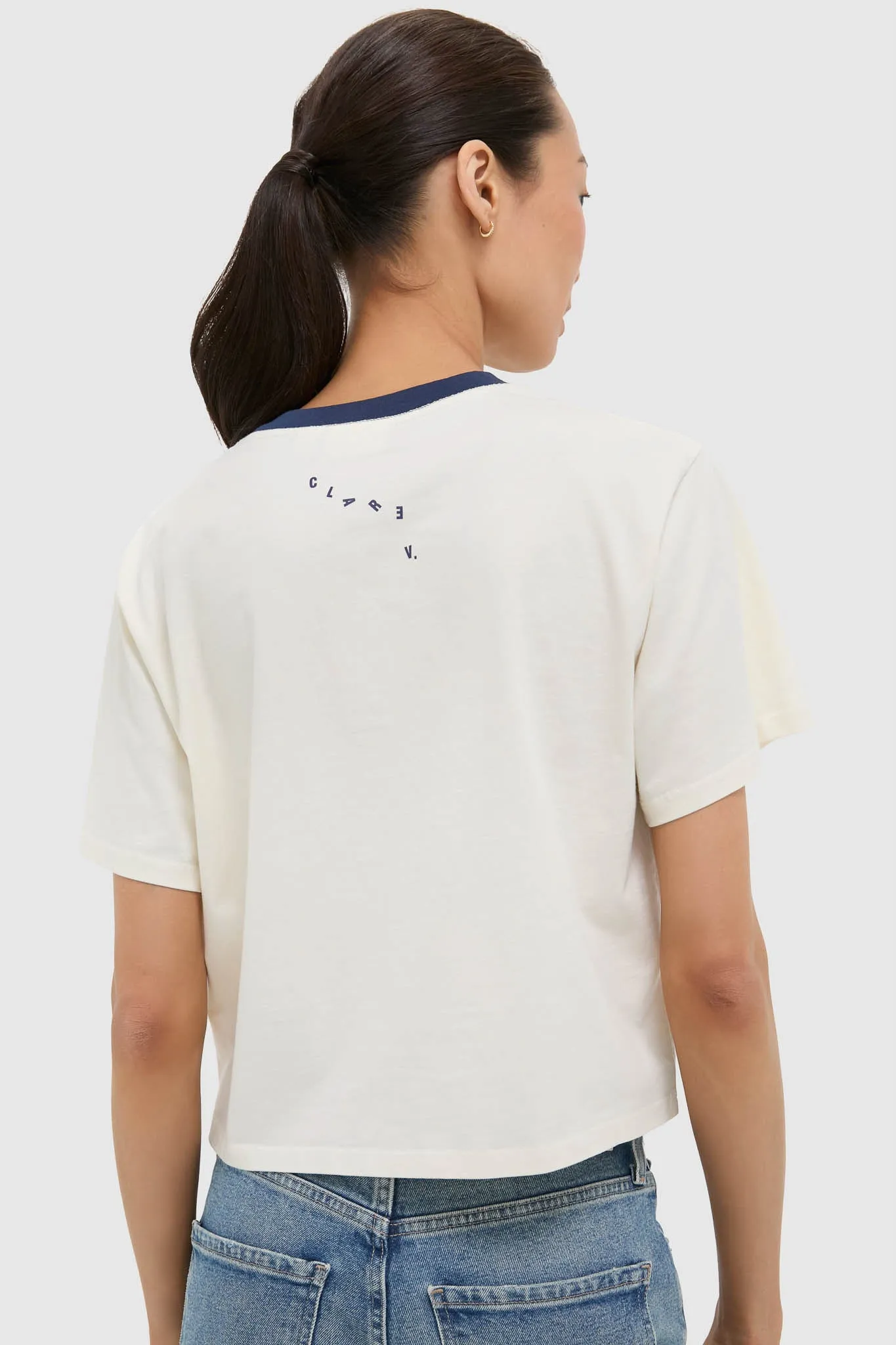 Cream and Navy Le Carre Tee sold by Tuckernuck product image thumbnail 4