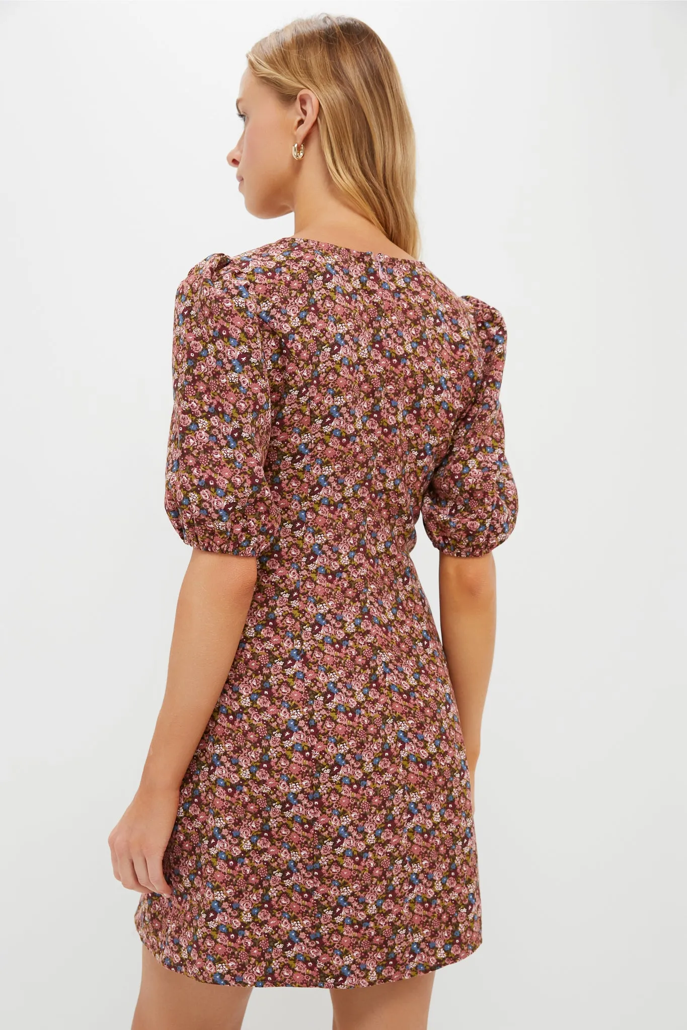 Mauve Ditsy Floral Button Front Corduroy Bryant Mini Dress sold by Tuckernuck product image thumbnail 4