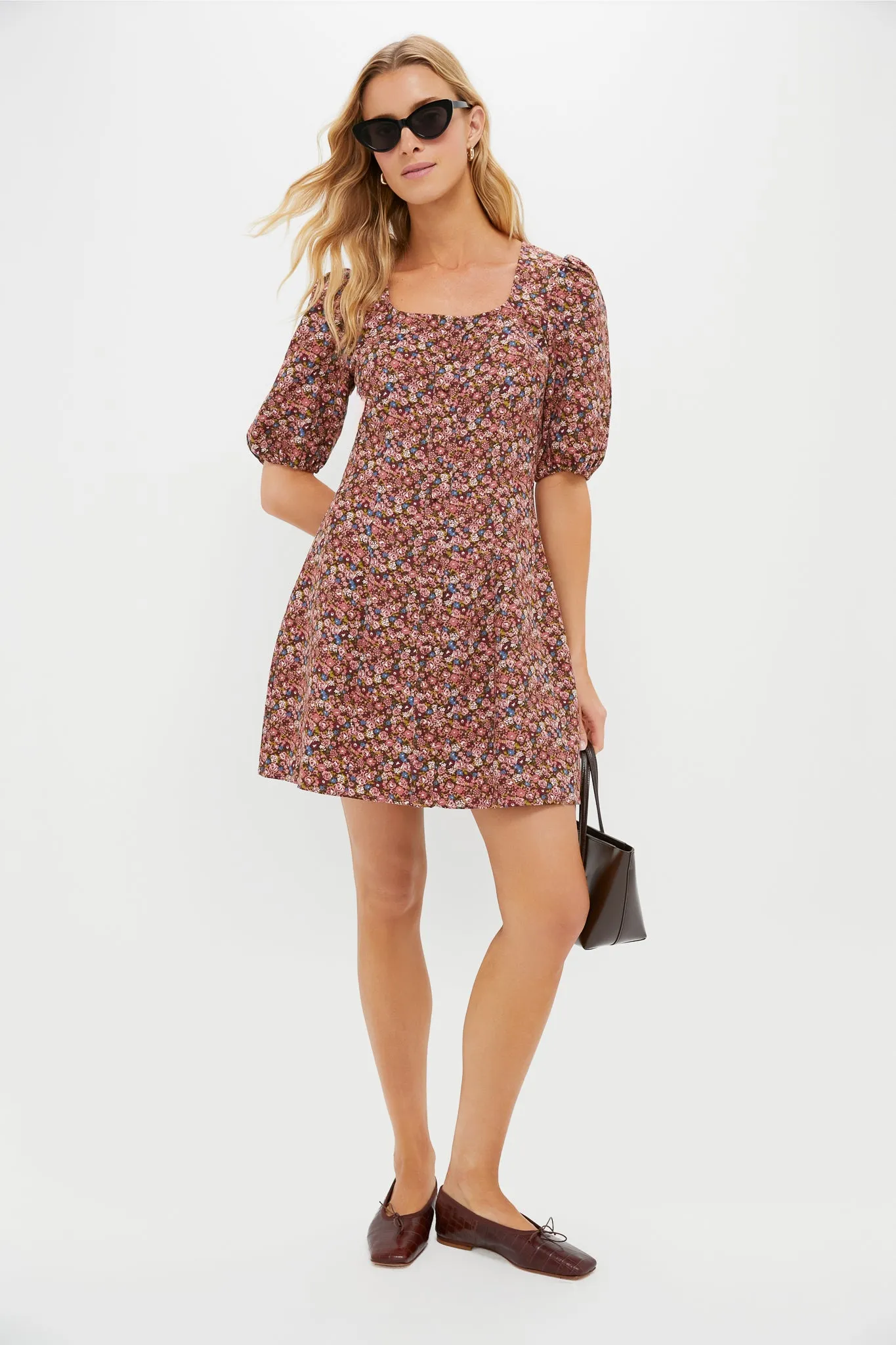 Mauve Ditsy Floral Button Front Corduroy Bryant Mini Dress sold by Tuckernuck product image thumbnail 2